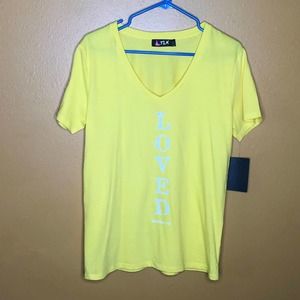 Graphic Shirt Yellow Love Christian Inspiration Short Sleeve New L